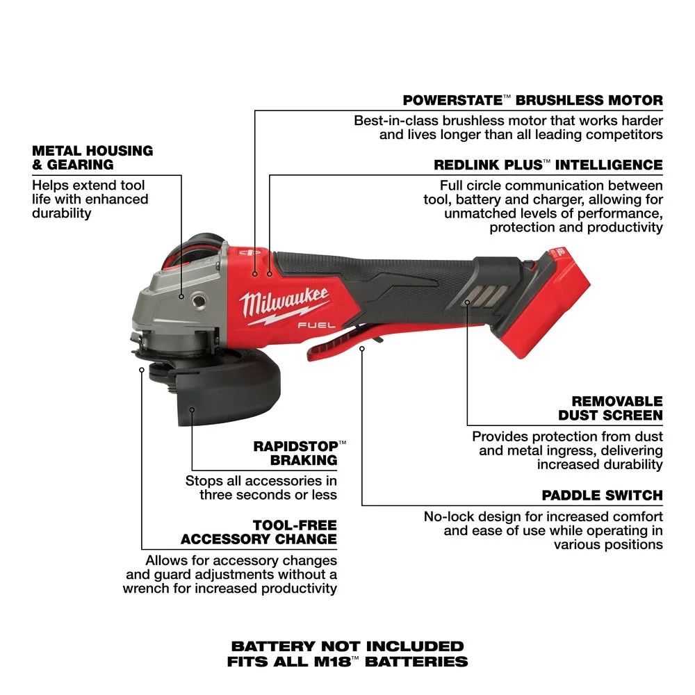 Milwaukee 2888-80 M18 FUEL 18V 4-1/2" / 5" Braking Grinder - Recon - Bare Tool