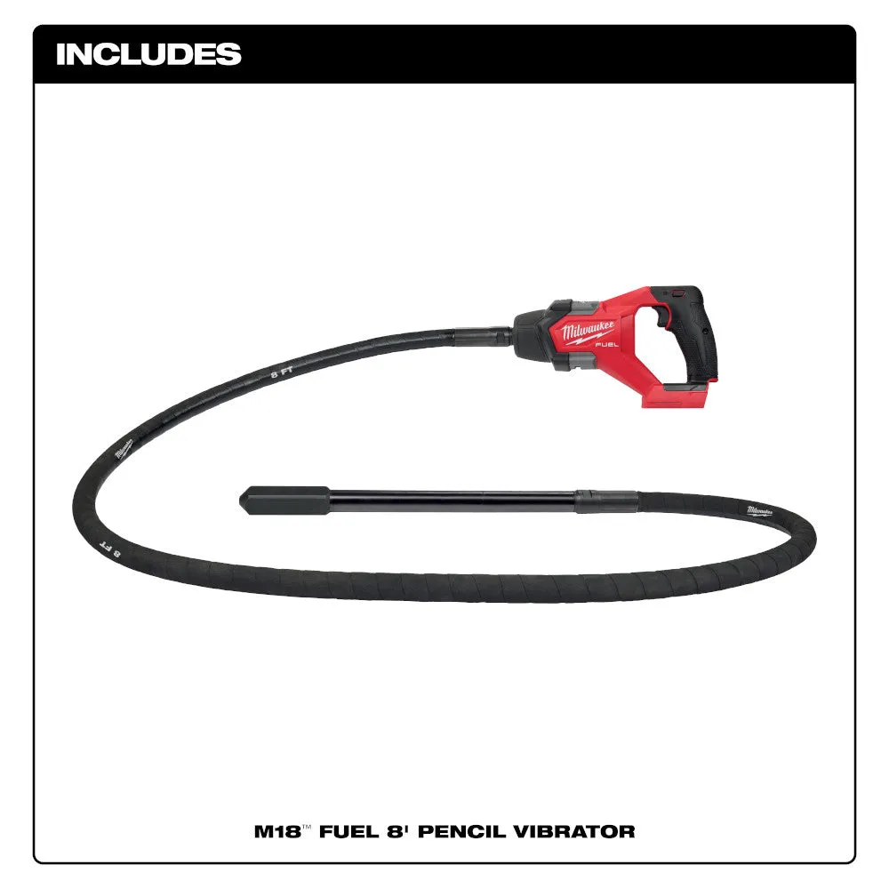 Milwaukee 2911-80 M18 FUEL 18V 8' Lithium-Ion Concrete Vibrator - Recon