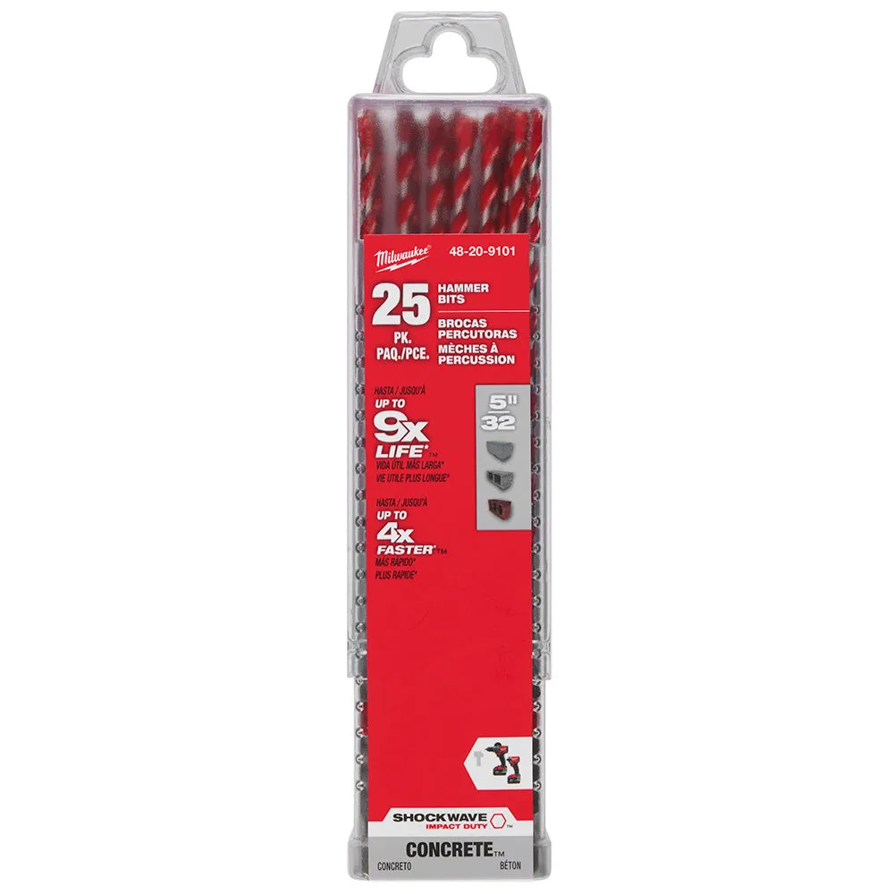 Milwaukee 48-20-9101 - 5/32" x 4" x 6" SHOCKWAVE Impact Duty™ Carbide Hammer Drill Bits