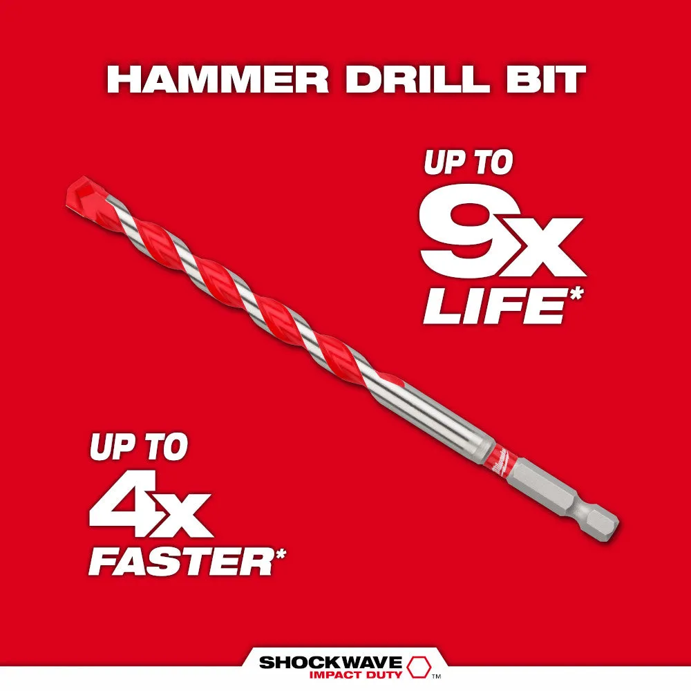 Milwaukee 48-20-9101 - 5/32" x 4" x 6" SHOCKWAVE Impact Duty™ Carbide Hammer Drill Bits