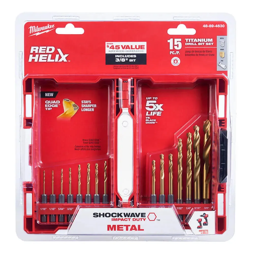 Milwaukee  48-89-4630 -   SHOCKWAVE™ Titanium Drill Bit Set - 15PC