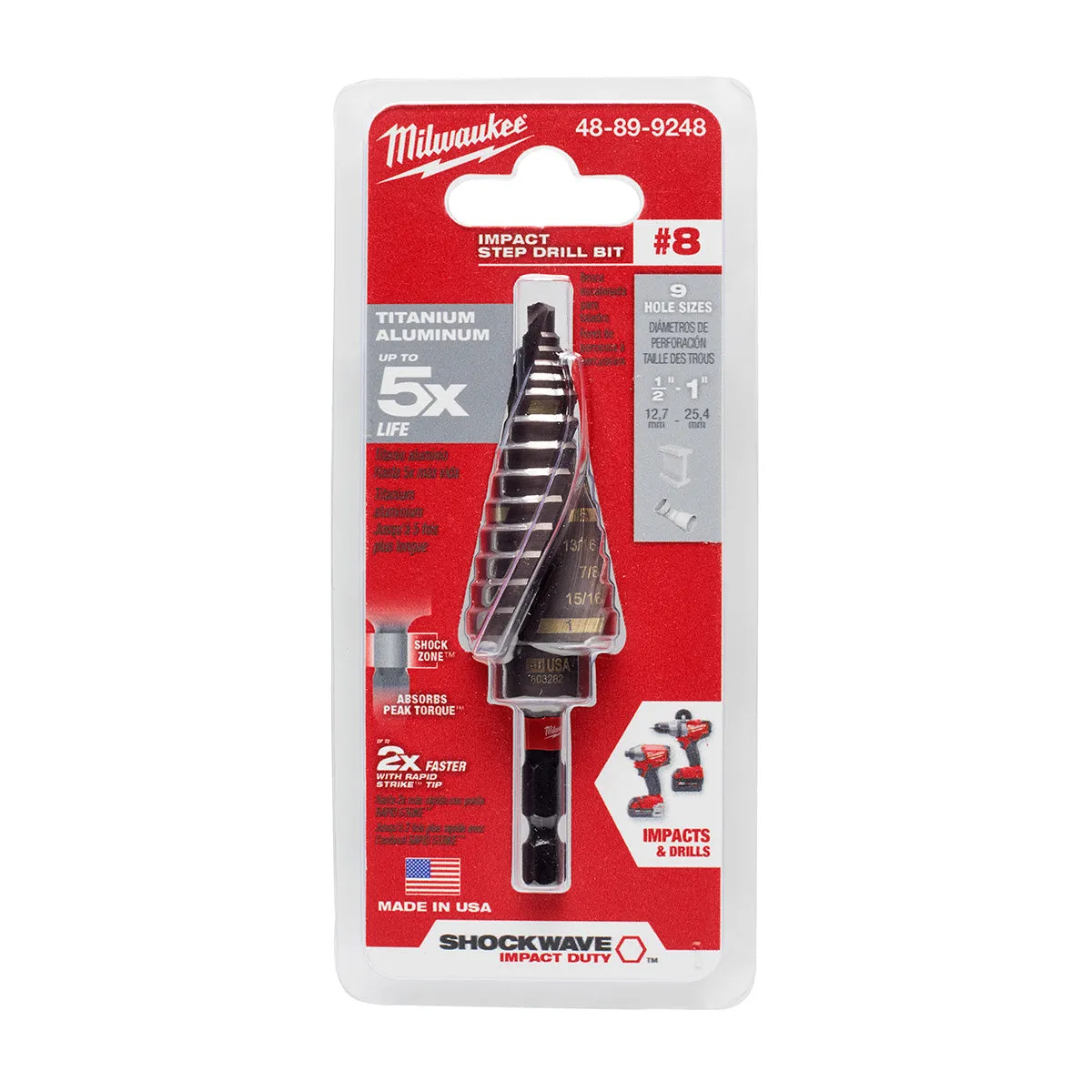 Milwaukee 48-89-9248 - SHOCKWAVE™ Impact Duty™ Step Bit #8 1/8 - 1 in.