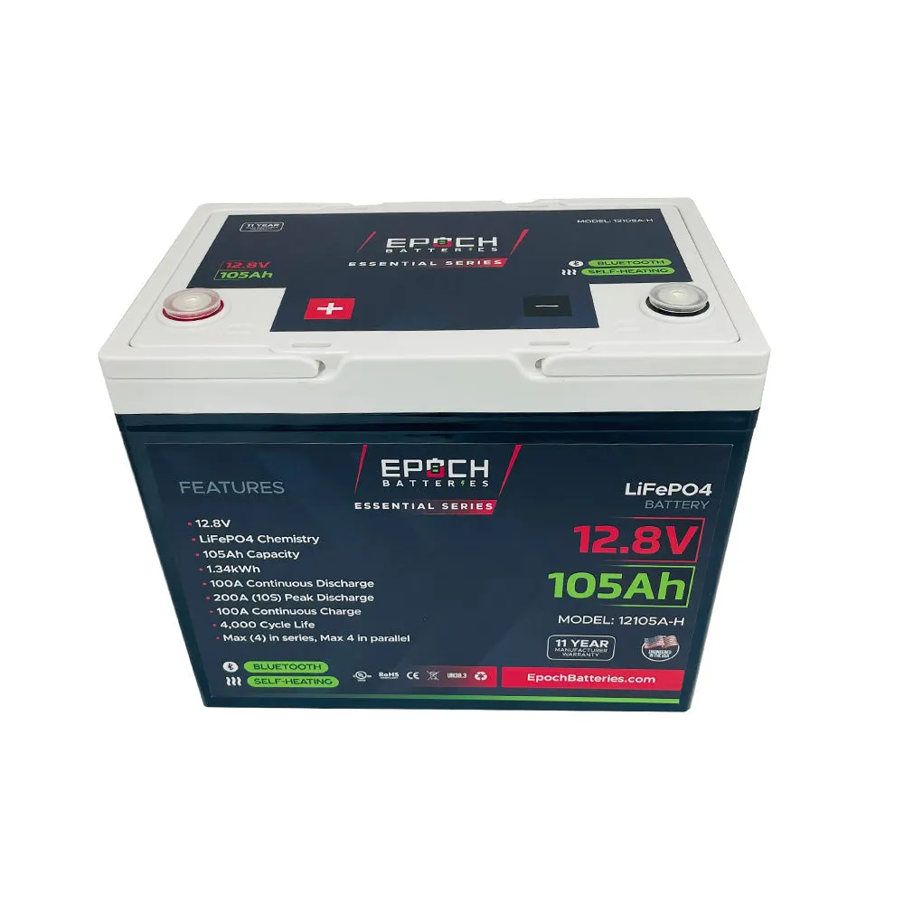 (PRE-ORDER) 12V 105Ah Essential Series - Bluetooth & Heated LiFePO4 Battery - ETA JUNE 7